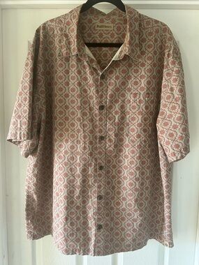 Ruff Hewn Short Sleeve Button Front Shirt XXL Cotton Geometric Print